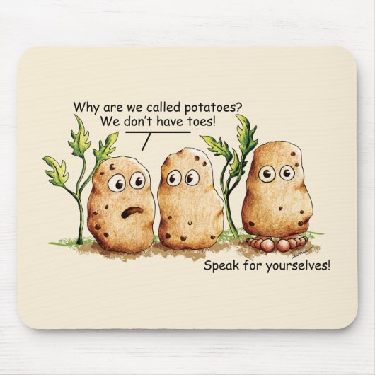 Cute Potates heeft Toes Funny Potato Pun Muismat (Voorkant)