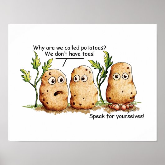 Cute Potates heeft Toes Funny Potato Pun Poster (Voorkant)