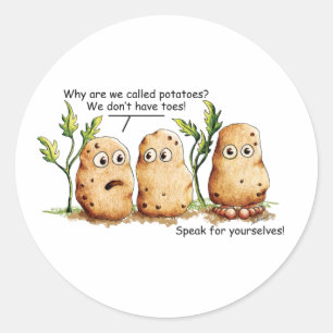 Cute Potates heeft Toes Funny Potato Pun Ronde Sticker