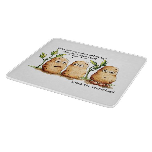 Cute Potates heeft Toes Funny Potato Pun  Snijplank (Hoek)