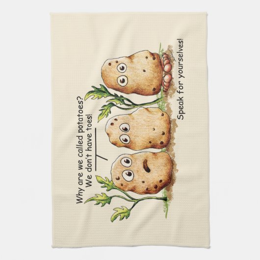Cute Potates heeft Toes Funny Potato Pun Theedoek (Verticaal)