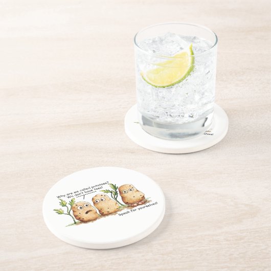 Cute Potates heeft Toes Funny Potato Pun Zandsteen Onderzetter (Zijkant)