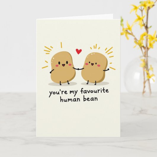 Cute Potato Human Bean Card Kaart (Gele Bloem)