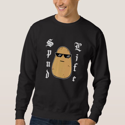 Cute Potato Meme Tough Gansta Spud Life Trui (Voorkant)