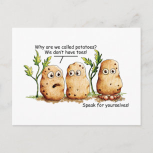 Cute potato Toes Funny Potato Pun Briefkaart