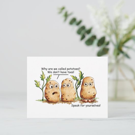 Cute potato Toes Funny Potato Pun Briefkaart (Staand voorkant)