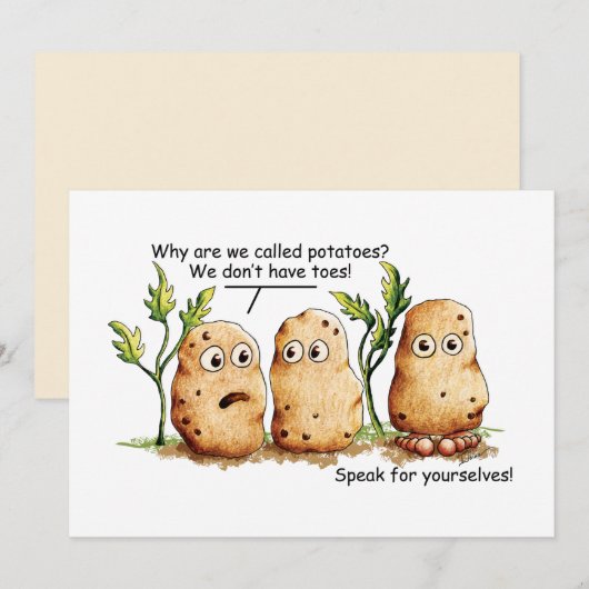 Cute potato Toes Funny Potato Pun Flat Kaart (Voorkant / Achterkant)