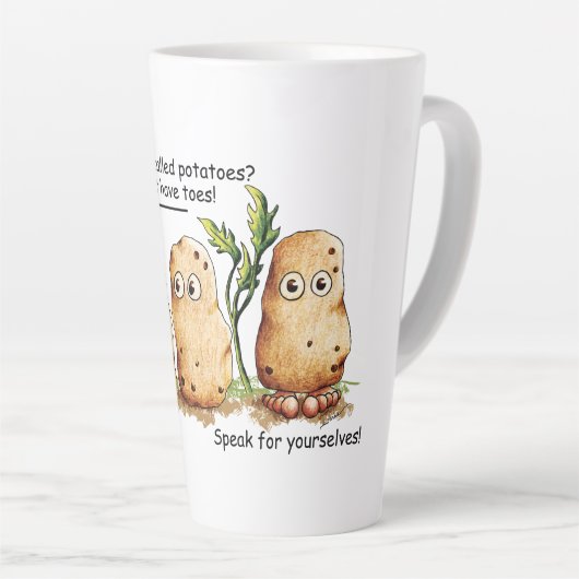 Cute potato Toes Funny Potato Pun Latte Mok (Rechterhoek)
