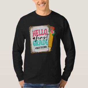 Cute potlood Hallo First Grade Happy First Day T-shirt
