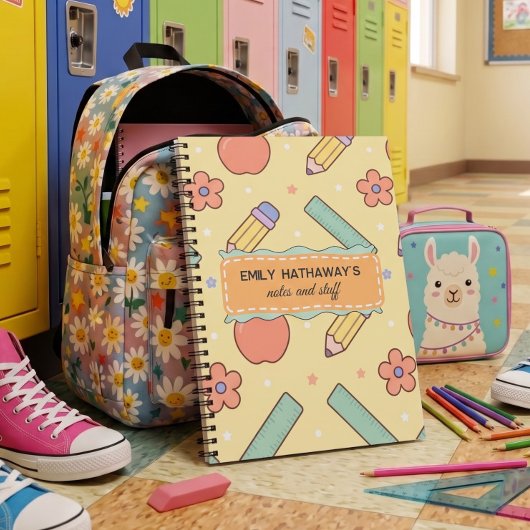 Cute Potlood Liniaal School Notitieboek Patroon