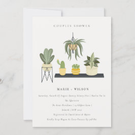 Cute Potlood Succulent Plant Couples Shower Kaart