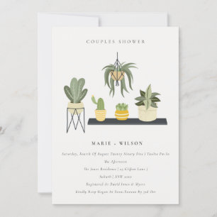 Cute Potlood Succulent Plant Couples Shower Kaart