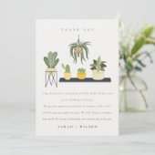 Cute Potlood Succulent Plant Foliage Wedding Bedankkaart (Staand voorkant)