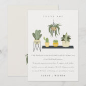 Cute Potlood Succulent Plant Foliage Wedding Bedankkaart (Voorkant / Achterkant)