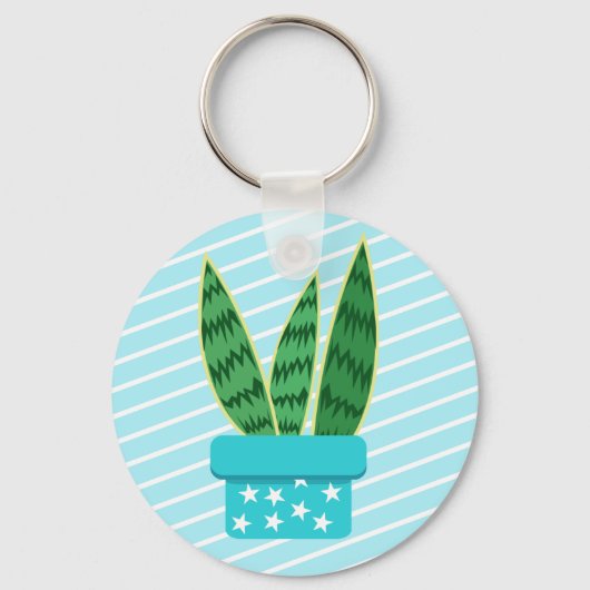 Cute Potted Kawaii Snake Plant Succulent Sleutelhanger (Voorkant)