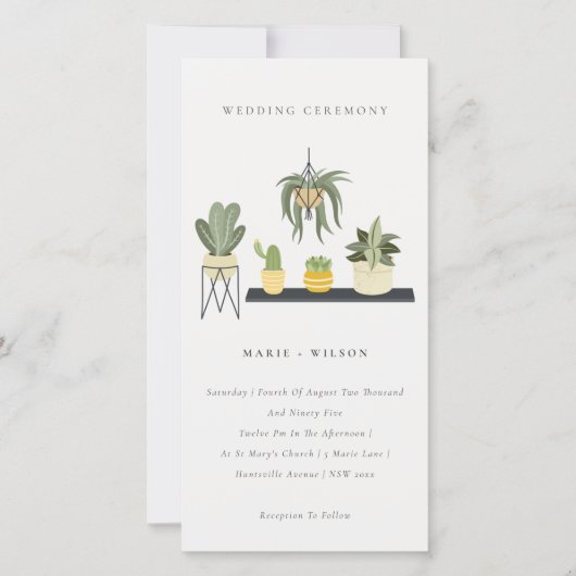 Cute Potted Leafy Succulent Plant Wedding Invite Bedankkaart (Voorkant)