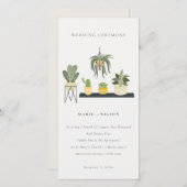 Cute Potted Leafy Succulent Plant Wedding Invite Bedankkaart (Voorkant / Achterkant)