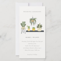Cute Potted Leafy Succulent Plant Wedding Invite