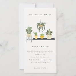 Cute Potted Leafy Succulent Plant Wedding Invite Bedankkaart