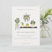 Cute Potted Leafy Succulent Plant Wedding Kaart (Staand voorkant)