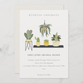 Cute Potted Leafy Succulent Plant Wedding Kaart (Voorkant / Achterkant)