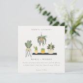 Cute Potted Leafy Succulent Plant Wedding Kaart (Staand voorkant)
