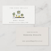Cute Potted Leafy Succulent Plant Wedding Website Visitekaartje (Voorkant / Achterkant)