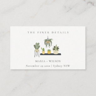 Cute Potted Leafy Succulent Plant Wedding Website Visitekaartje