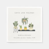 Cute Potted Leafy Succulent Planten Wedding Bedank Servet (Voorkant)