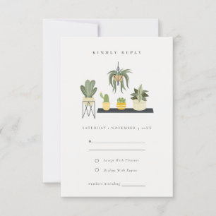 Cute Potted Leafy Succulent Planten Wedding RSVP