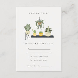 Cute Potted Leafy Succulent Planten Wedding RSVP Informatiekaartje