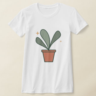 Cute Potted Plant Boho Minimalist Women’s Fitted T T-shirt