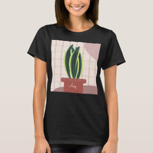 Cute Potted Snake Plant Persoonlijke naam T-shirt