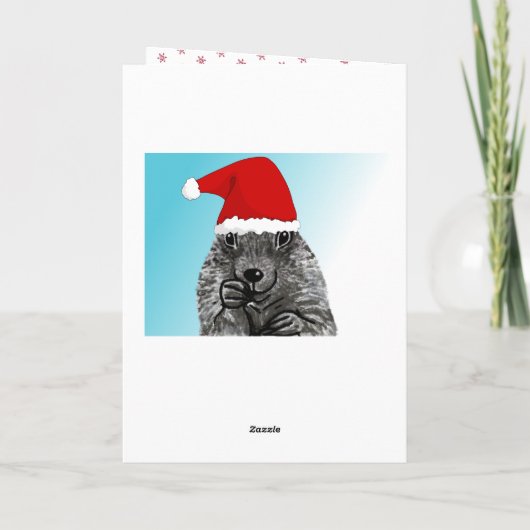 Cute Prairie Dog met Kerstmis met Santa Hat Drawin Kaart (Achterkant)