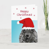 Cute Prairie Dog met Kerstmis met Santa Hat Drawin Kaart (Voorkant)