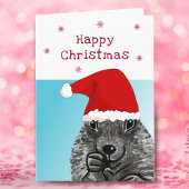 Cute Prairie Dog met Kerstmis met Santa Hat Drawin Kaart