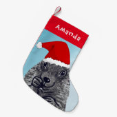 Cute Prairie dog met Santa Clause pet Kinder Kleine Kerstsok (Voorkant (Hangend))