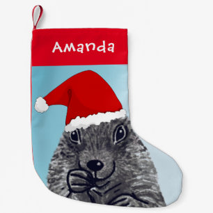 Cute Prairie dog met Santa Clause pet Kinder Kleine Kerstsok
