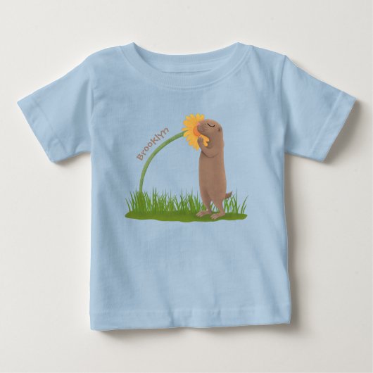Cute prairie dog sniffing flower cartoon (Voorkant)