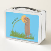 Cute prairie dog sniffing flower cartoon (Achterkant)