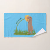 Cute prairie dog sniffing flower cartoon bad handdoek (Handdoek)