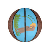 Cute prairie dog sniffing flower cartoon basketbal (Verticaal)