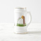 Cute prairie dog sniffing flower cartoon bierpul (Voorkant rechts)