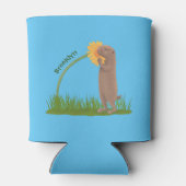 Cute prairie dog sniffing flower cartoon blikjeskoeler (Achterkant)