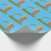 Cute prairie dog sniffing flower cartoon cadeaupapier (Hoek)