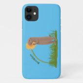 Cute prairie dog sniffing flower cartoon Case-Mate iPhone case (Achterkant)