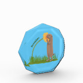 Cute prairie dog sniffing flower cartoon fotoblokken (Links)