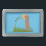 Cute prairie dog sniffing flower cartoon gesp<br><div class="desc">Een schattige prairiehond ruikt gelukkig de bloemen. Ontworpen in leuke cartoon stijl.</div>
