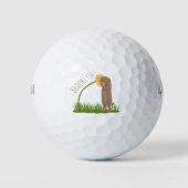 Cute prairie dog sniffing flower cartoon golfballen (Voorkant)