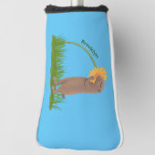 Cute prairie dog sniffing flower cartoon golfheadcover (Draai 90)